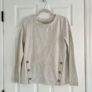 Loft Outlet Cream Sweater with Button Detail